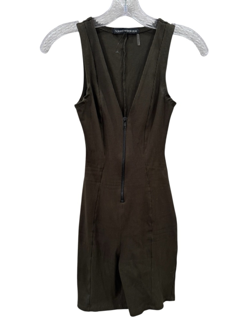 naked wardrobe Green Ribbed Sleeveless Zip Romper - Picture 2 of 5